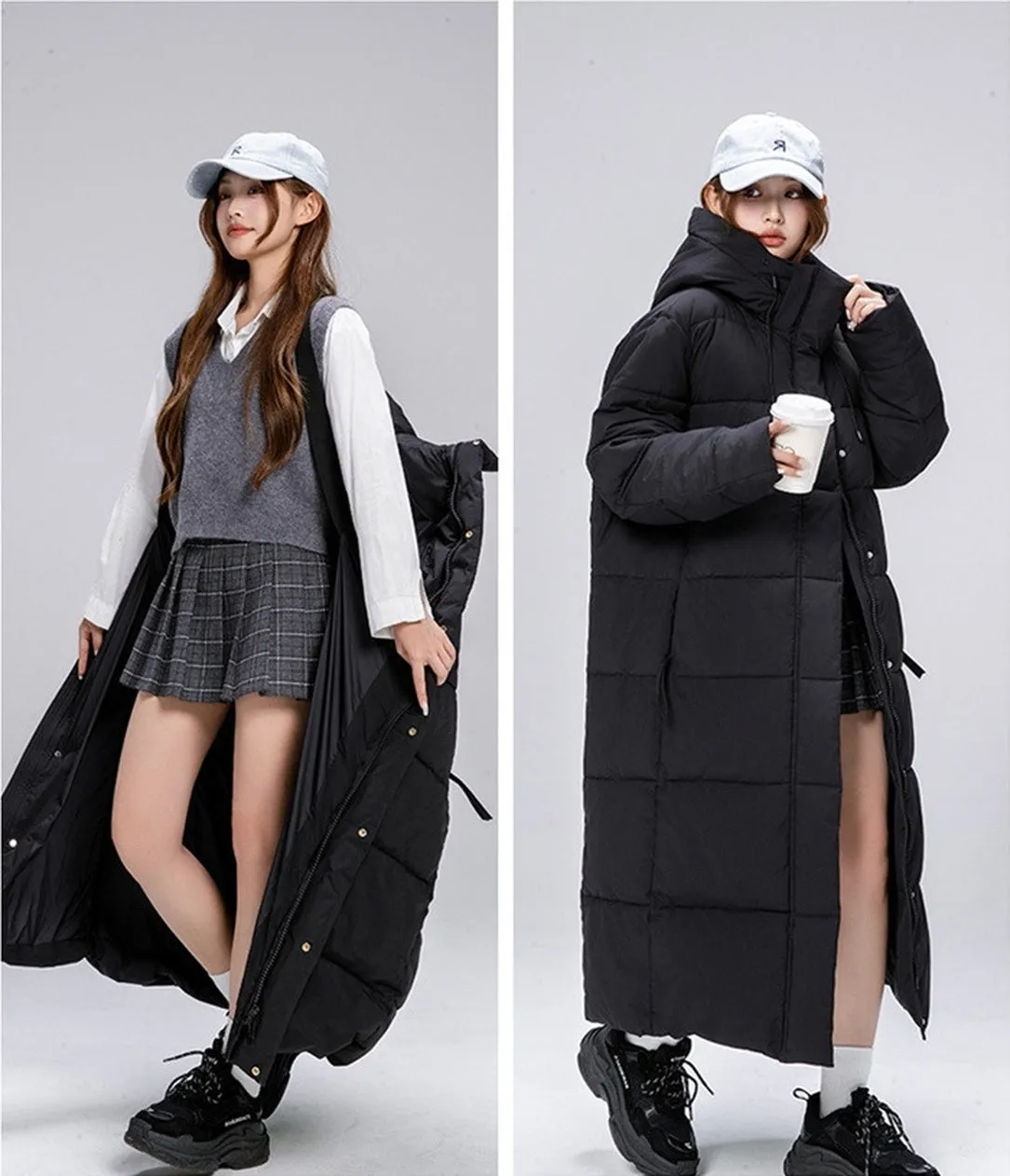 Thickened Solid Padded Full-zip Puffer Coat for Women