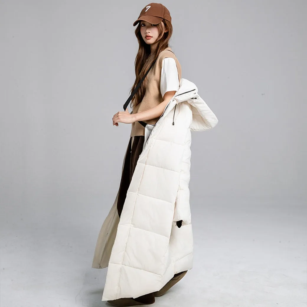 Thickened Solid Padded Full-zip Puffer Coat for Women
