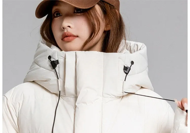 Thickened Solid Padded Full-zip Puffer Coat for Women
