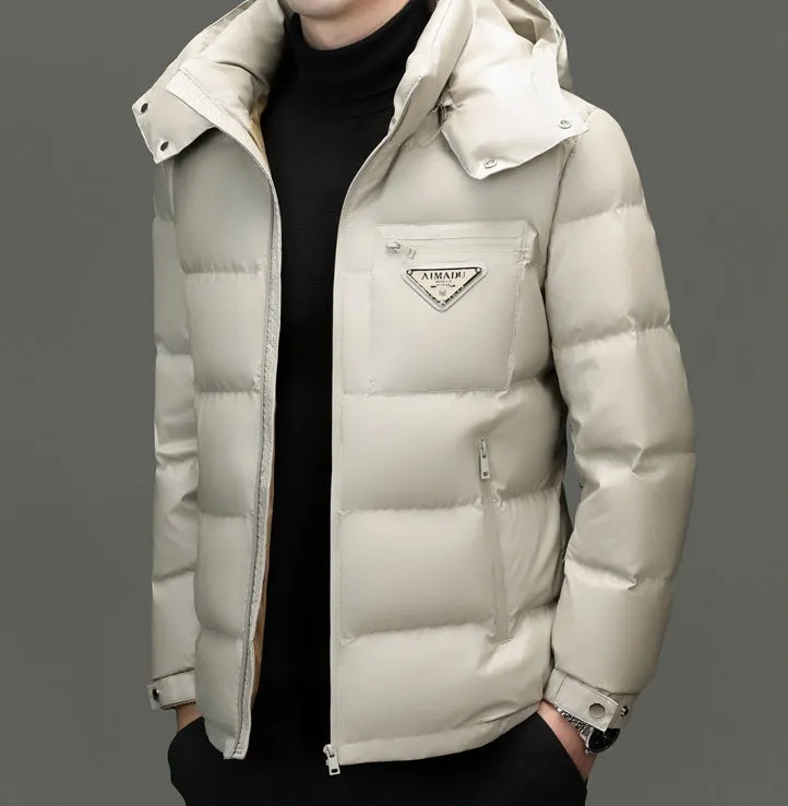 Thickened Zip-up Padded Down Jacket with Detachable Hood