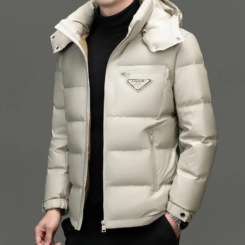 Thickened Zip-up Padded Down Jacket with Detachable Hood