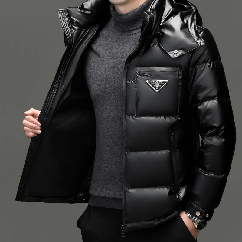 Thickened Zip-up Padded Down Jacket with Detachable Hood