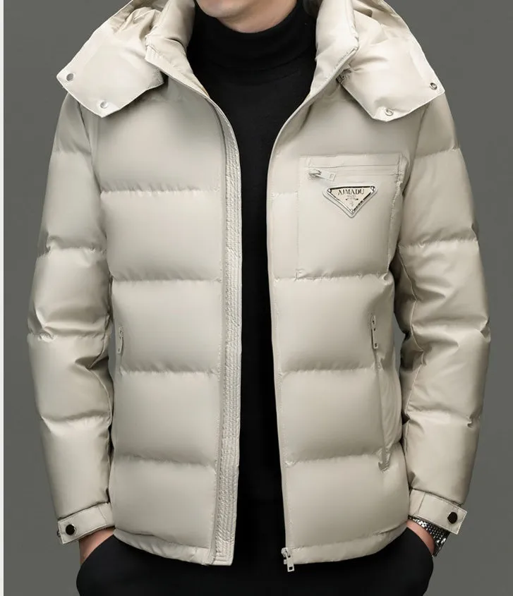 Thickened Zip-up Padded Down Jacket with Detachable Hood