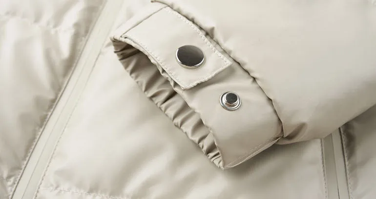 Thickened Zip-up Padded Down Jacket with Detachable Hood