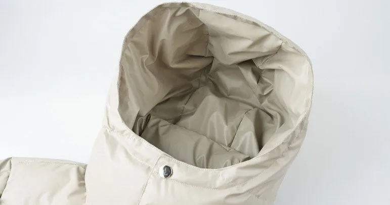 Thickened Zip-up Padded Down Jacket with Detachable Hood