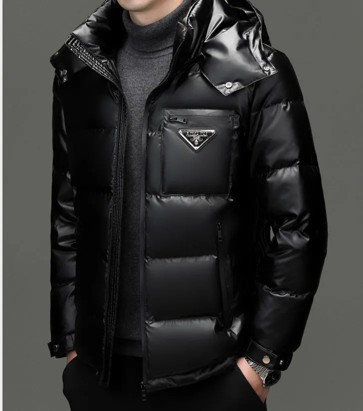 Thickened Zip-up Padded Down Jacket with Detachable Hood