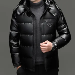 Thickened Zip-up Padded Down Jacket with Detachable Hood
