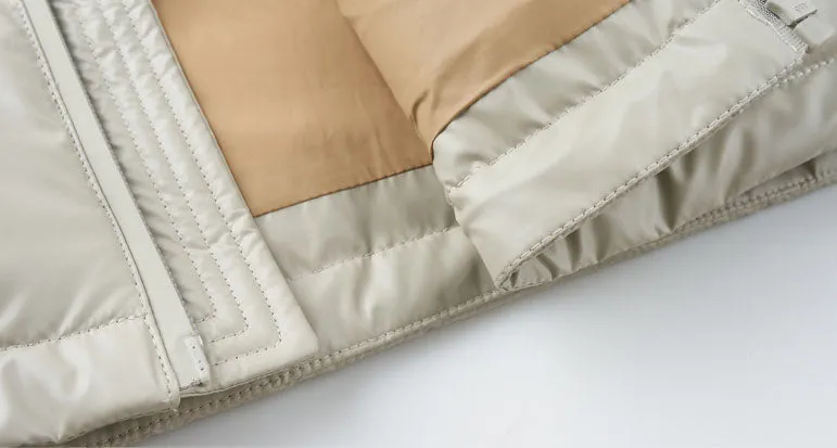 Thickened Zip-up Padded Down Jacket with Detachable Hood