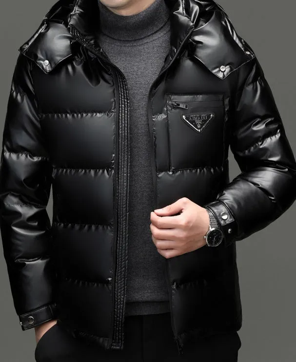 Thickened Zip-up Padded Down Jacket with Detachable Hood