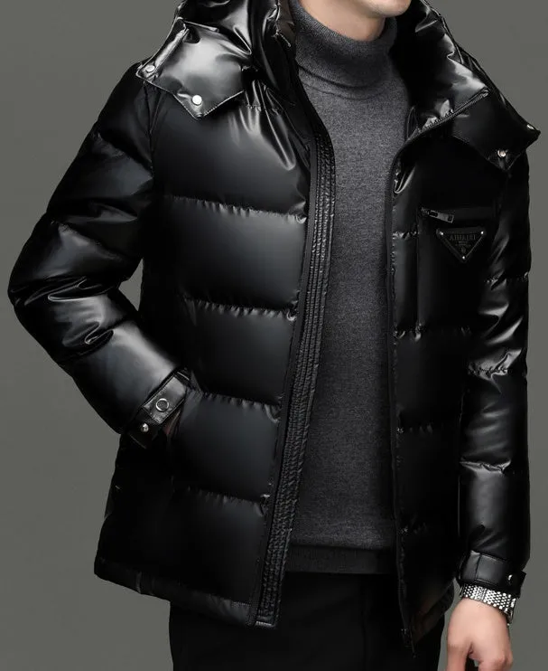 Thickened Zip-up Padded Down Jacket with Detachable Hood