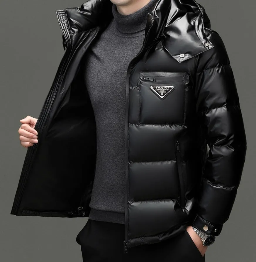 Thickened Zip-up Padded Down Jacket with Detachable Hood