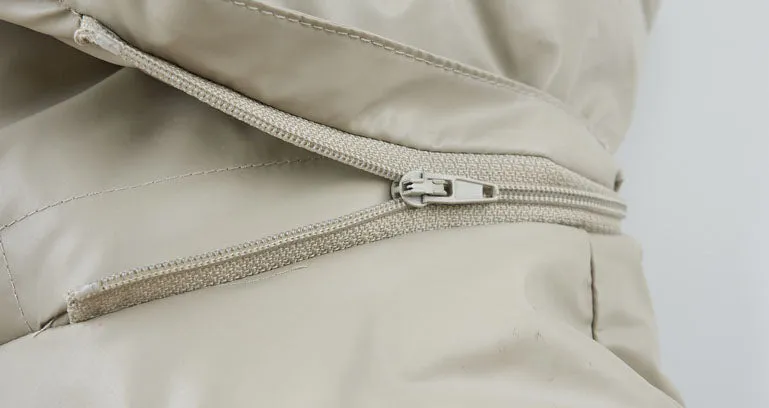 Thickened Zip-up Padded Down Jacket with Detachable Hood