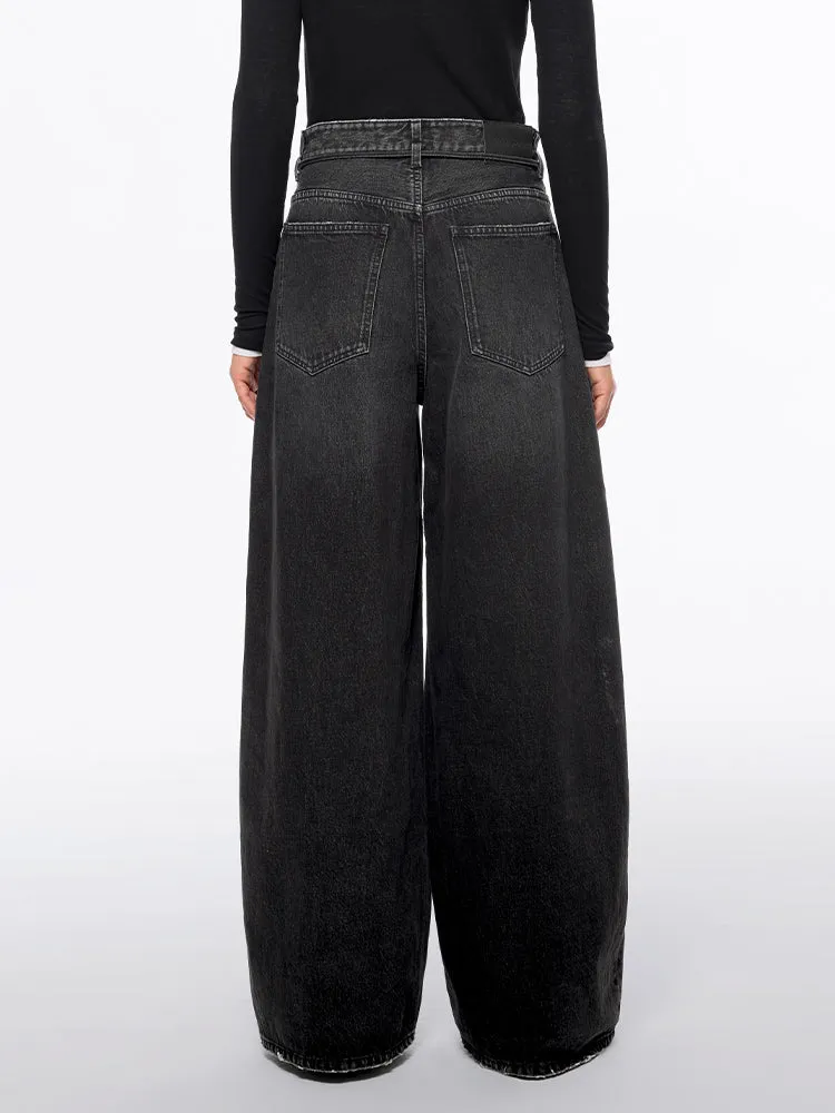 Tie-Waist Wide-Leg Jeans