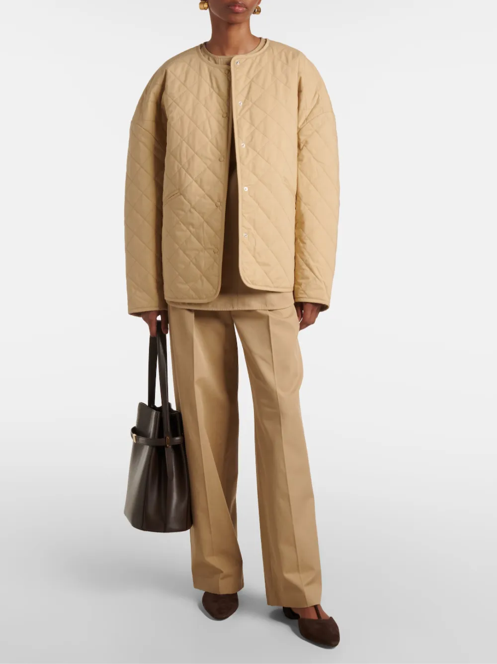 Toteme Drop-Shoulder Quilted Jacket Desert