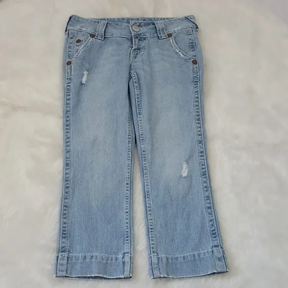 True Religion - Distressed Cropped Jeans