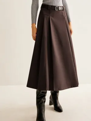 Utility Pleated Belted Skirt