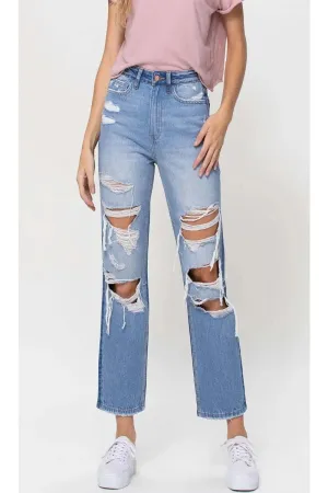 VERVET by Flying Monkey - Full Vintage - 90's Vintage Super High Rise Straight Jeans
