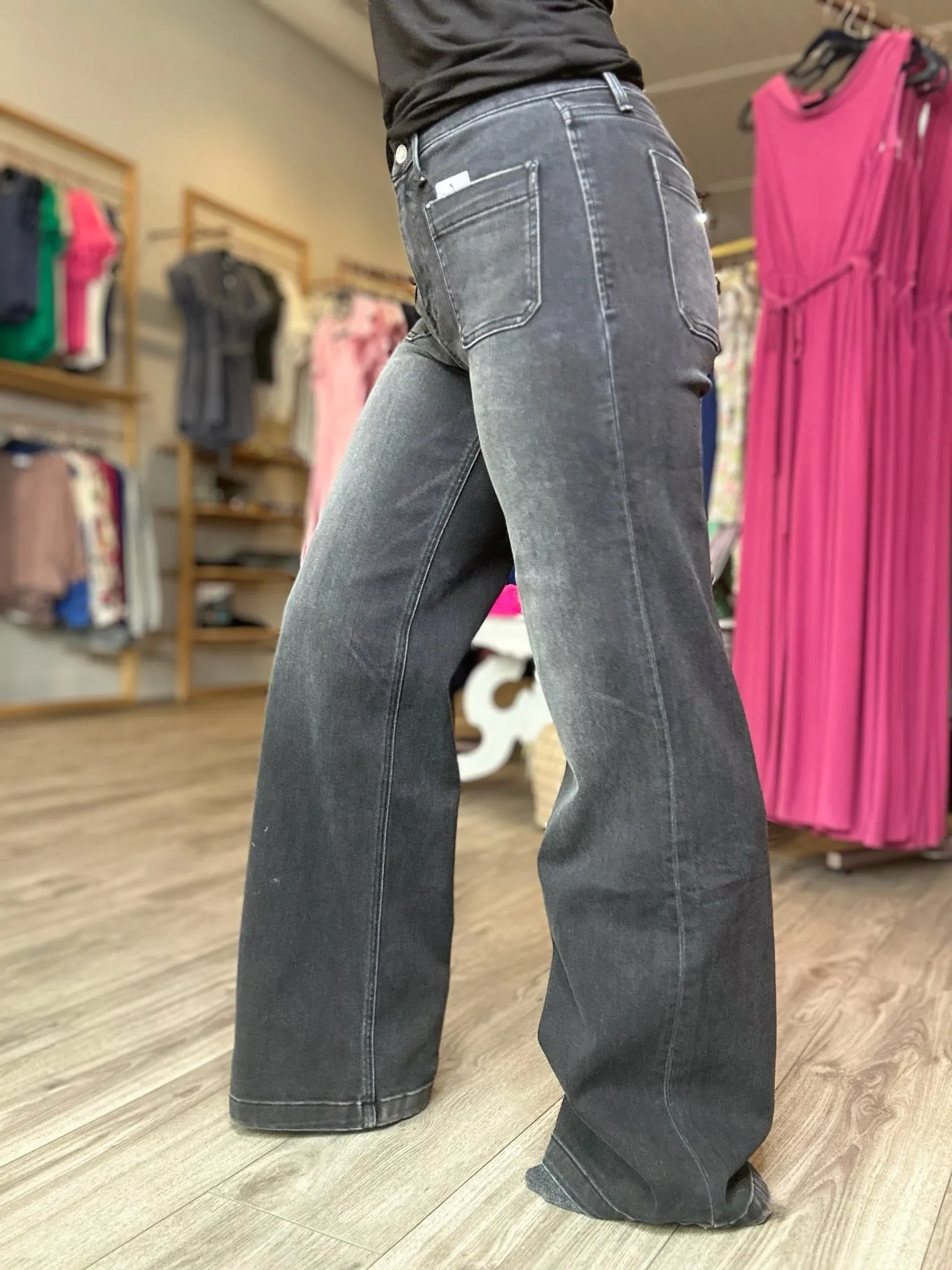Vervet High Rise Black Trouser Jeans