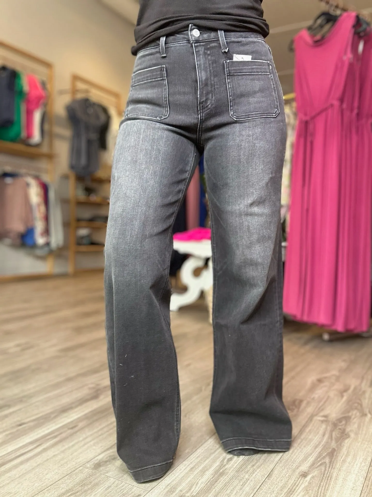 Vervet High Rise Black Trouser Jeans