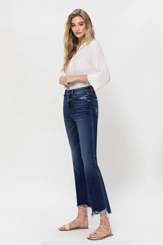 Vervet - High Rise Distressed Hem Kick Flare Jeans