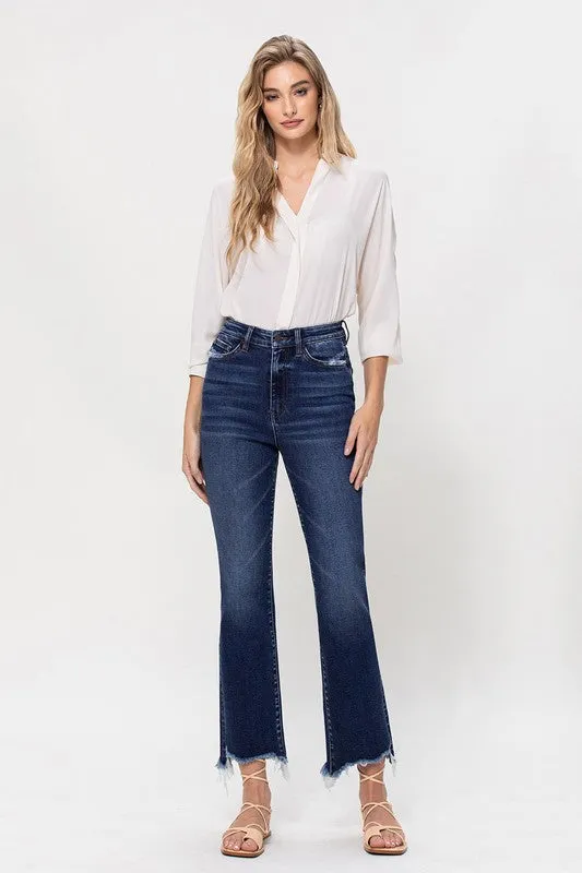 Vervet - High Rise Distressed Hem Kick Flare Jeans