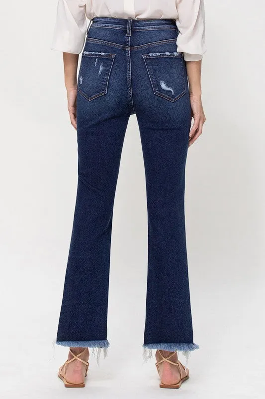 Vervet - High Rise Distressed Hem Kick Flare Jeans