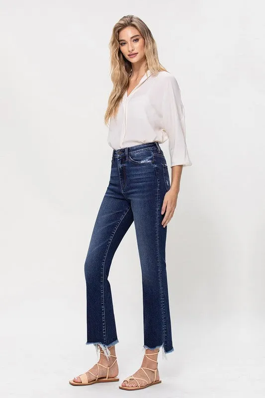 Vervet - High Rise Distressed Hem Kick Flare Jeans