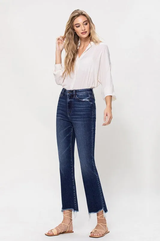 Vervet - High Rise Distressed Hem Kick Flare Jeans