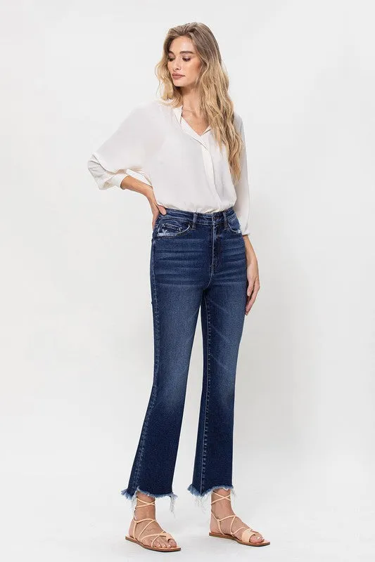 Vervet - High Rise Distressed Hem Kick Flare Jeans