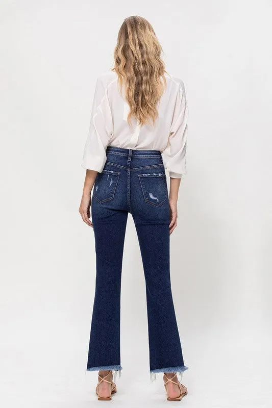 Vervet - High Rise Distressed Hem Kick Flare Jeans