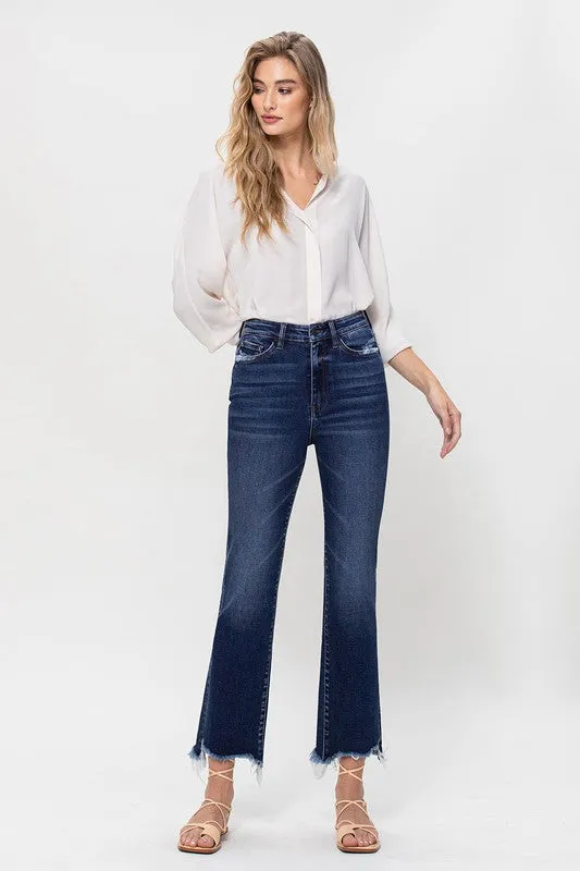 Vervet - High Rise Distressed Hem Kick Flare Jeans
