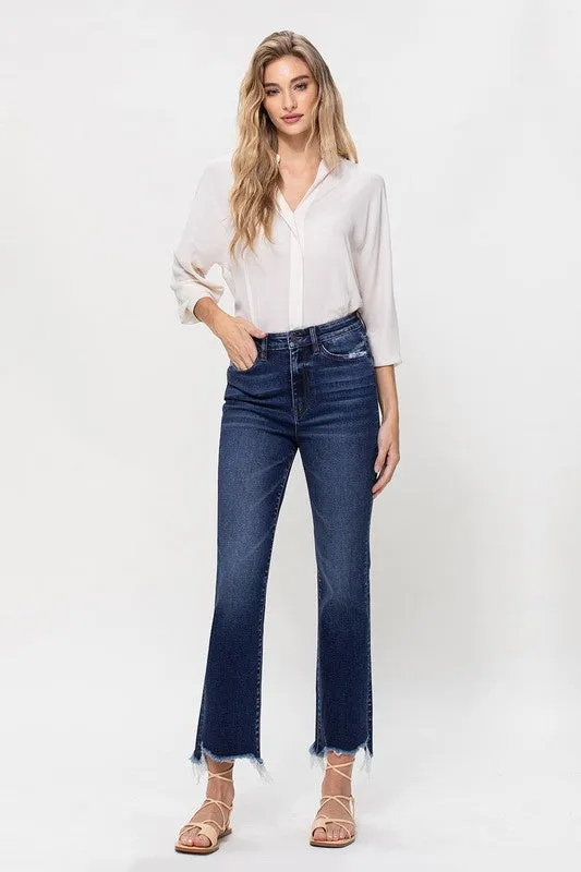 Vervet - High Rise Distressed Hem Kick Flare Jeans