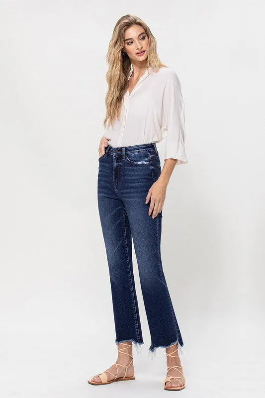 Vervet - High Rise Distressed Hem Kick Flare Jeans