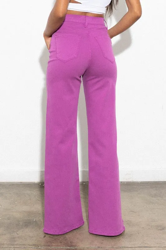 Vibrant M.i.U Front Slit Wide Leg Tencel Pants