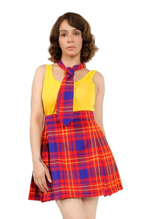 Vibrant Pleated Plaid Mini Skirt with Velcro Closure
