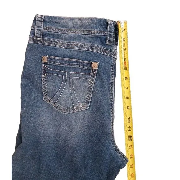 Vintage Seven7 Luxe Capri Jeans Women's Plus Sz 16 Cropped Stretch WHITE STITCH