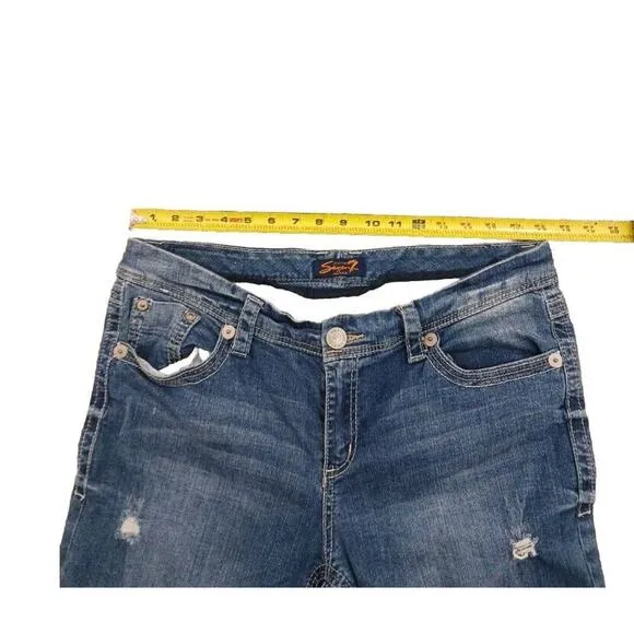 Vintage Seven7 Luxe Capri Jeans Women's Plus Sz 16 Cropped Stretch WHITE STITCH