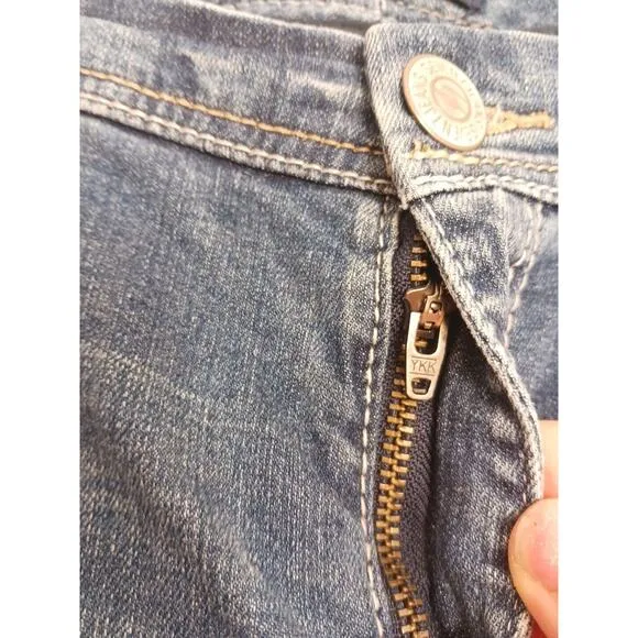 Vintage Seven7 Luxe Capri Jeans Women's Plus Sz 16 Cropped Stretch WHITE STITCH