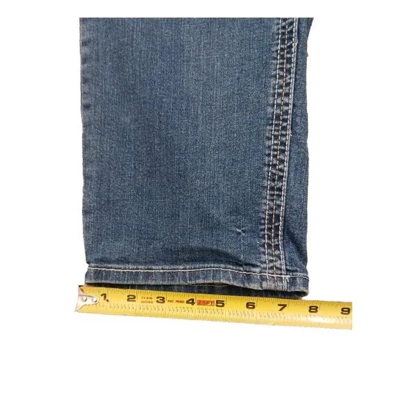 Vintage Seven7 Luxe Capri Jeans Women's Plus Sz 16 Cropped Stretch WHITE STITCH