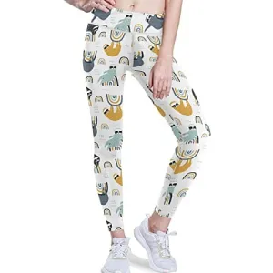 visesunny High Waist Yoga Pants with Pockets Funny Sloth on Rainbow Buttery Soft Tummy Control Running Workout Pants 4 Way Stretch Pocket Leggings