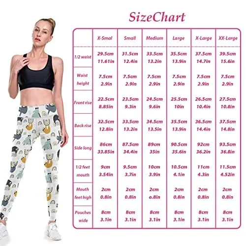 visesunny High Waist Yoga Pants with Pockets Funny Sloth on Rainbow Buttery Soft Tummy Control Running Workout Pants 4 Way Stretch Pocket Leggings