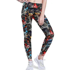 visesunny High Waist Yoga Pants with Pockets Monster Truck Car Pattern Buttery Soft Tummy Control Running Workout Pants 4 Way Stretch Pocket Leggings