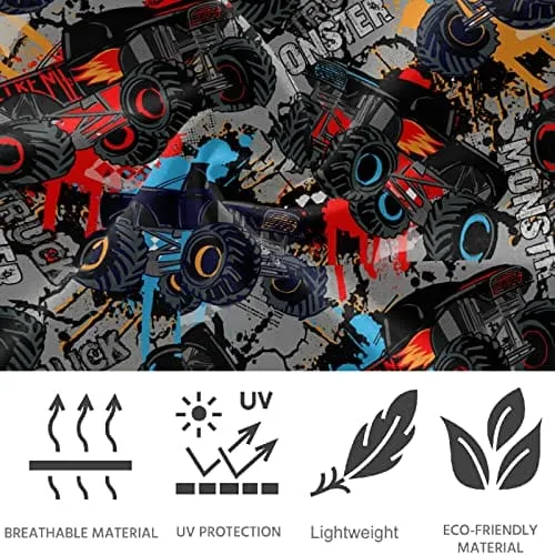 visesunny High Waist Yoga Pants with Pockets Monster Truck Car Pattern Buttery Soft Tummy Control Running Workout Pants 4 Way Stretch Pocket Leggings