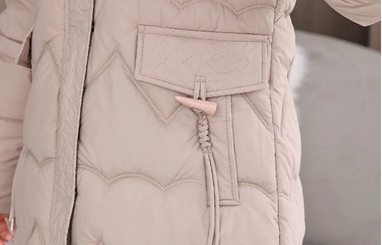 Waterproof Full Zip Puffer Jacket for Women with Drawstring Waist