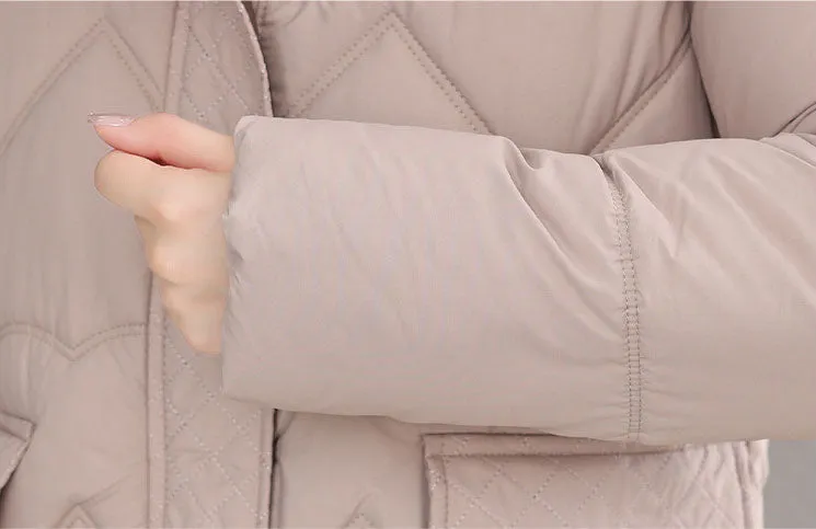 Waterproof Full Zip Puffer Jacket for Women with Drawstring Waist