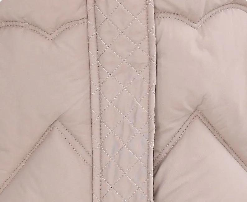 Waterproof Full Zip Puffer Jacket for Women with Drawstring Waist