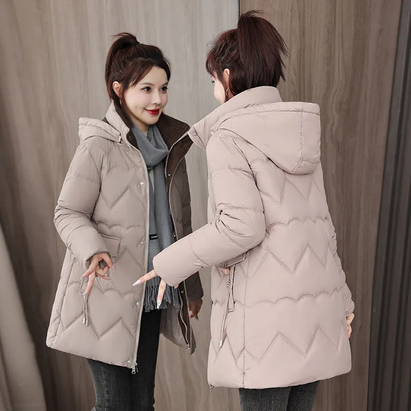 Waterproof Full Zip Puffer Jacket for Women with Drawstring Waist