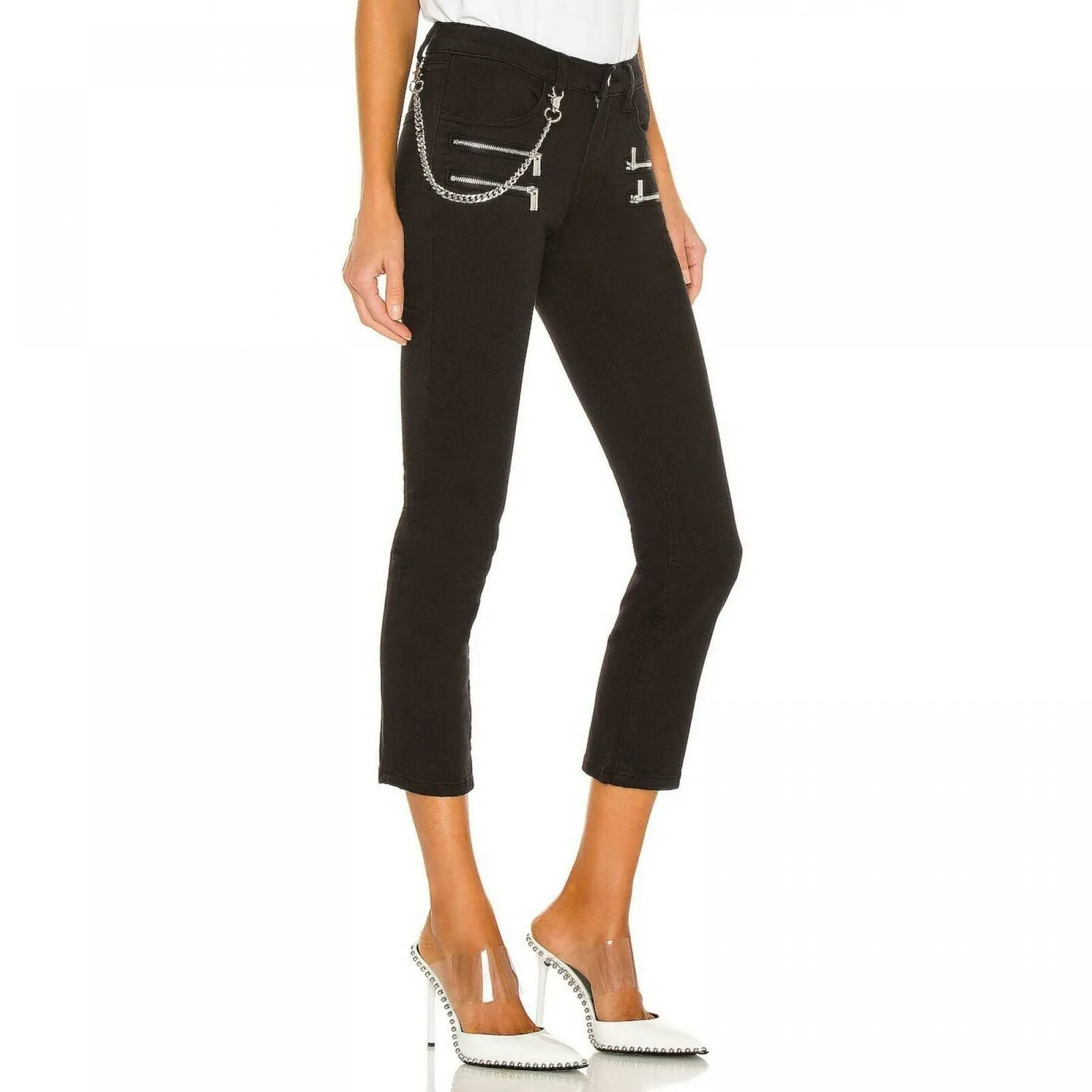 WeWoreWhat Women's Low Rise Rocker Cropped Skinny Jeans