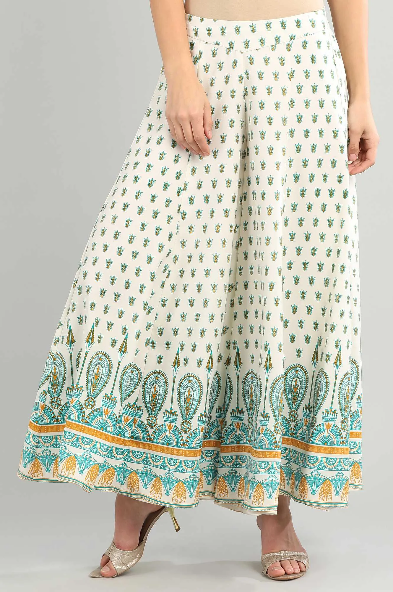 White Printed Palazzos