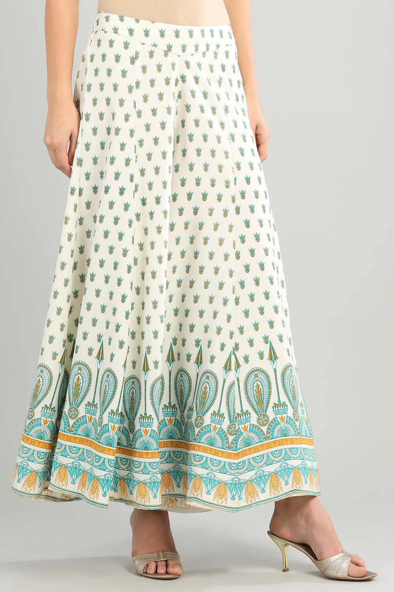 White Printed Palazzos